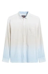 Johnston & Murphy Wavy Diamond Print Cotton Button-up Shirt In Blue/brown