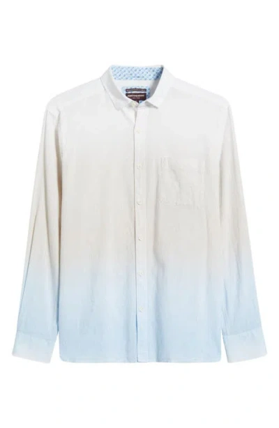 Johnston & Murphy Wavy Diamond Print Cotton Button-up Shirt In Blue/brown