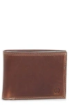 Johnston & Murphy Wavy Double Stitch Leather Bifold Wallet In Brown