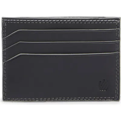 Johnston & Murphy Waxy Double Stitch Leather Card Case In Black