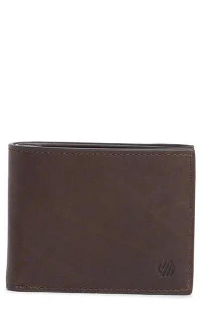 Johnston & Murphy Waxy Leather Billfold Wallet In Brown