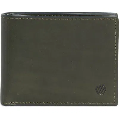 Johnston & Murphy Waxy Leather Billfold Wallet In Green