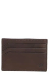 Johnston & Murphy Waxy Leather Card Case In Brown