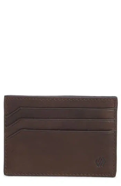 Johnston & Murphy Waxy Leather Card Case In Brown