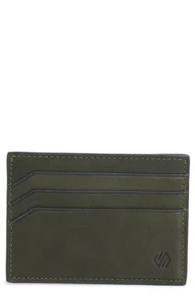Johnston & Murphy Waxy Leather Card Case In Green