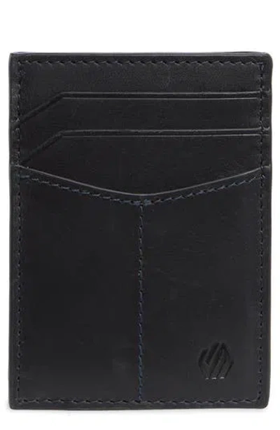 Johnston & Murphy Waxy Leather Rfid Card Case In Black