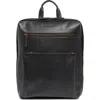 Johnston & Murphy Waxy Leather Slim Commuter Backpack In Black