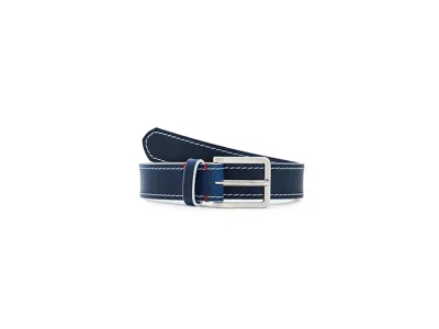 Johnston & Murphy White Edge Waxed Leather Belt Men's Belts Navy: 34 In Blue