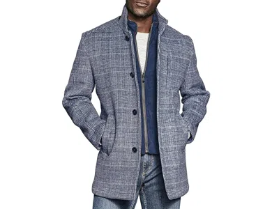 Johnston & Murphy Wool Car Coat With Bib In Blue