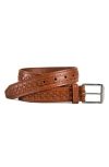 Johnston & Murphy Woven Leather Belt In Brown