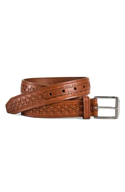 Johnston & Murphy Woven Leather Belt In Brown