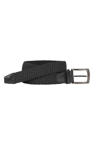 Johnston & Murphy Woven Stretch Knit Belt In Black