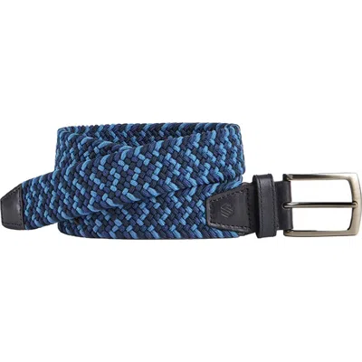 Johnston & Murphy Woven Stretch Knit Belt In Blue