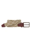 Johnston & Murphy Woven Stretch Knit Belt In Khaki/white