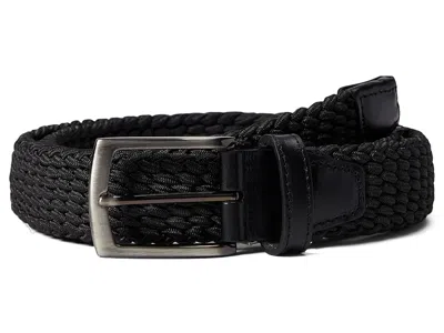 Johnston & Murphy Woven Stretch Knit Belt Men's Belts Black Solid: 38