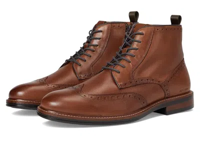 Johnston & Murphy Xc+ Durham Embossed Wing Tip Shearling Boots In Brown