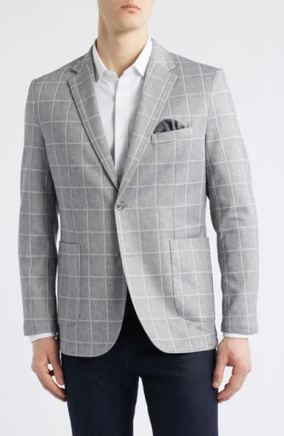 Johnston & Murphy Xc Flex® Heathered Windowpane Check Knit Sport Coat In Gray