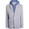 Johnston & Murphy Xc Flex® Microcheck Knit Sport Coat With Removable Hooded Bib In Light Blue
