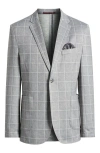 Johnston & Murphy Xc Flex Plaid Unlined Knit Sport Coat In Gray
