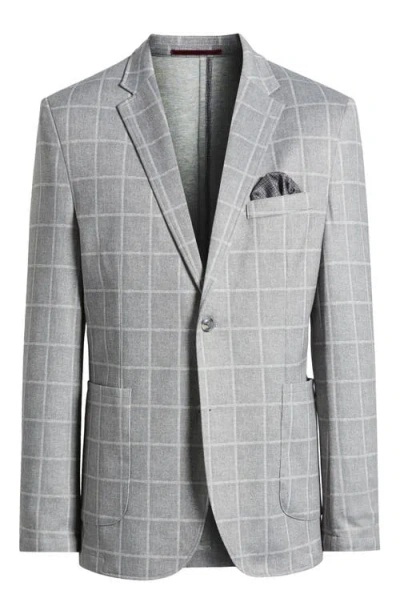 Johnston & Murphy Xc Flex Plaid Unlined Knit Sport Coat In Gray