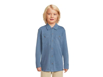 Johnston & Murphy Xc Flex Stretch Long-sleeve Shirt (big Kid) Boy's Clothing Blue : Md (big Kid), Cotton