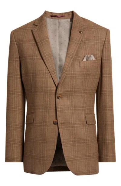 Johnston & Murphy Xc Flex Textured Sport Coat In Brown Plaid