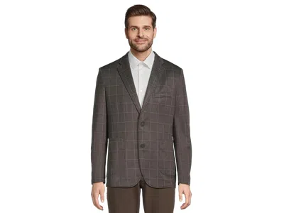 Johnston & Murphy Xc Flex Unlined Plaid Knit Blazer In Brown
