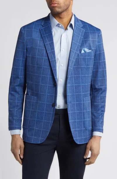 Johnston & Murphy Xc Flex Windowpane Plaid Knit Sport Coat In Blue Plaid