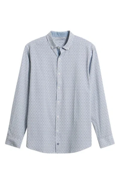Johnston & Murphy Xc+™ Football Print Performance Button-down Shirt In Blue