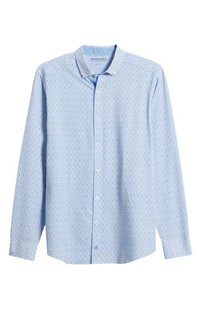 Johnston & Murphy Xc+™ Football Print Performance Button-down Shirt In Blue