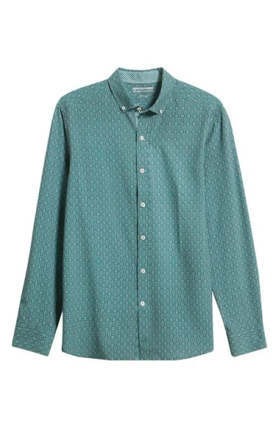 Johnston & Murphy Xc+™ Football Print Performance Button-down Shirt In Green