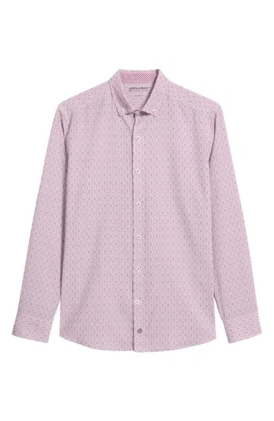 Johnston & Murphy Xc+™ Football Print Performance Button-down Shirt In Pink