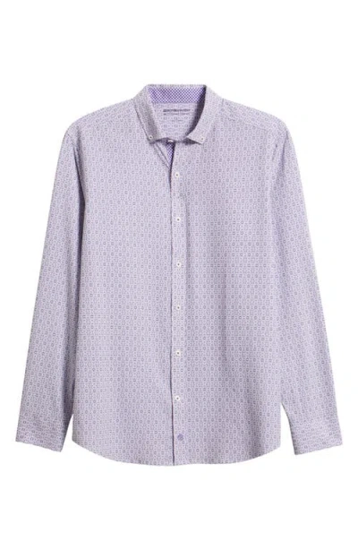 Johnston & Murphy Xc+™ Football Print Performance Button-down Shirt In Purple