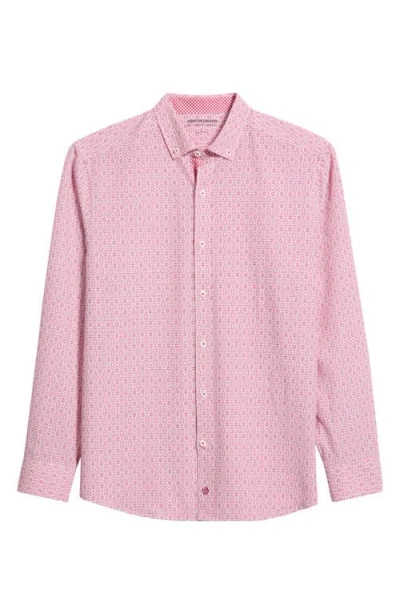 Johnston & Murphy Xc+™ Football Print Performance Button-down Shirt In Red