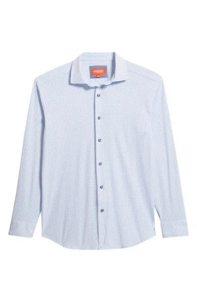 Johnston & Murphy Xc Motion Performance Knit Button-up Shirt In Blue