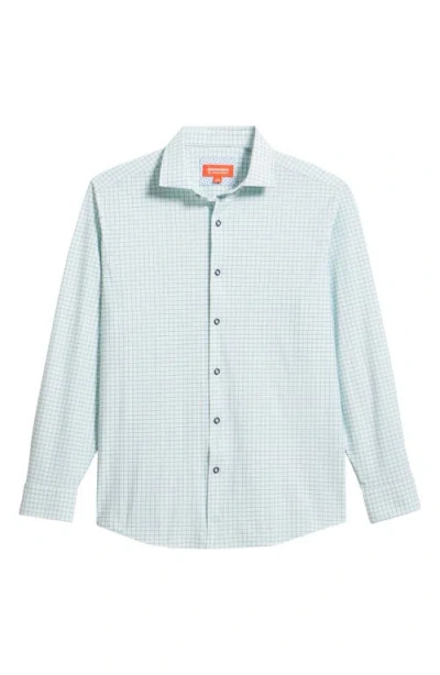 Johnston & Murphy Xc Motion Performance Knit Button-up Shirt In Blue