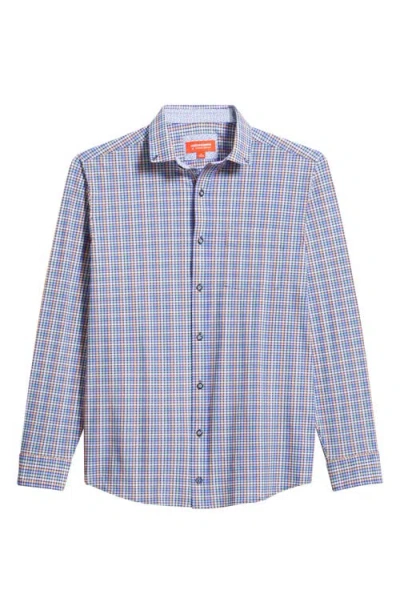 Johnston & Murphy Xc Motion Performance Knit Button-up Shirt In Blue