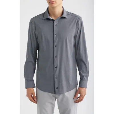 Johnston & Murphy Xc Motion Performance Knit Button-up Shirt In Gray