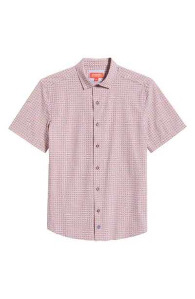 Johnston & Murphy Xc Motion Print Short Sleeve Button-up Shirt In Pink