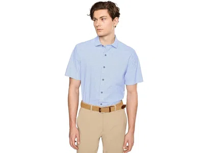 Johnston & Murphy Xc+ Motion Short Sleeve Print Knit Shirt In Blue