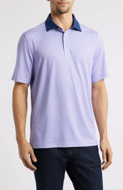 Johnston & Murphy Xc4® + Cool Degree™ Geo Print Performance Golf Polo In Purple/navy