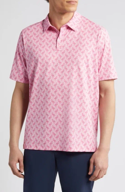 Johnston & Murphy Xc4® Flamingo Print Performance Golf Polo In Pink