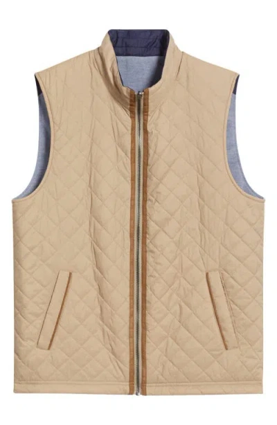 Johnston & Murphy Xc4 Flex Quilted Vest In Taupe/blue