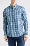 Johnston & Murphy Xc4® Two-tone Gingham Performance Button-down Shirt In Blue