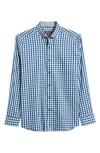 Johnston & Murphy Xc4® Two-tone Gingham Performance Button-down Shirt In Mint/navy