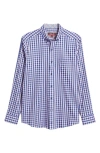 Johnston & Murphy Xc4® Two-tone Gingham Performance Button-down Shirt In Pink/navy