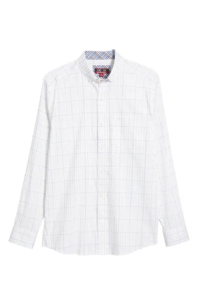 Johnston & Murphy Xc4® Windowpane Print Performance Button-down Shirt In White Multi