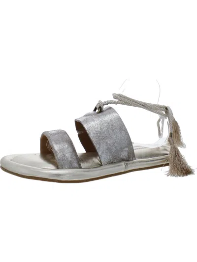 Johnston & Murphy Zoey Womens Faux Suede Metallic Slide Sandals In Silver