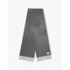 JOHNSTONS MENS MID GREY FRINGED BRUSHED-CASHMERE SCARF