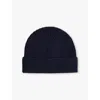 Johnstons Mens Dark Navy Ribbed Folded Cashmere Beanie In Dark Navy